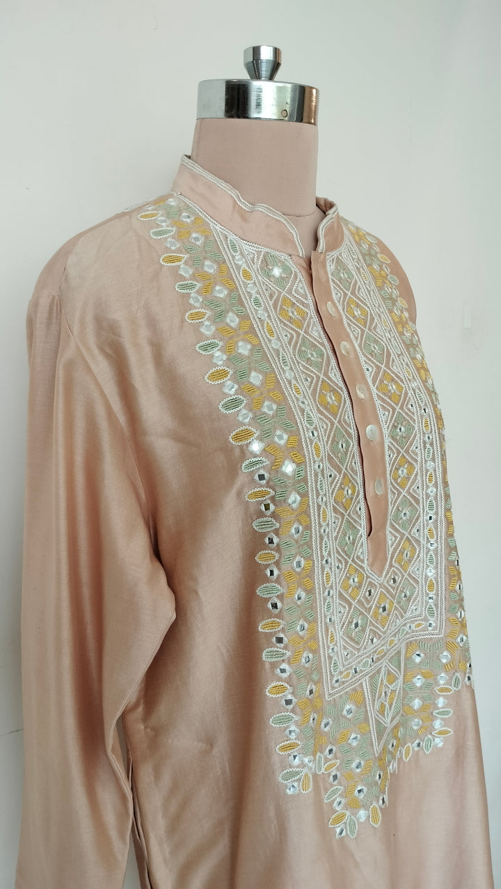 Mard by Abu Sandeep Embroidered Beige Kurta
