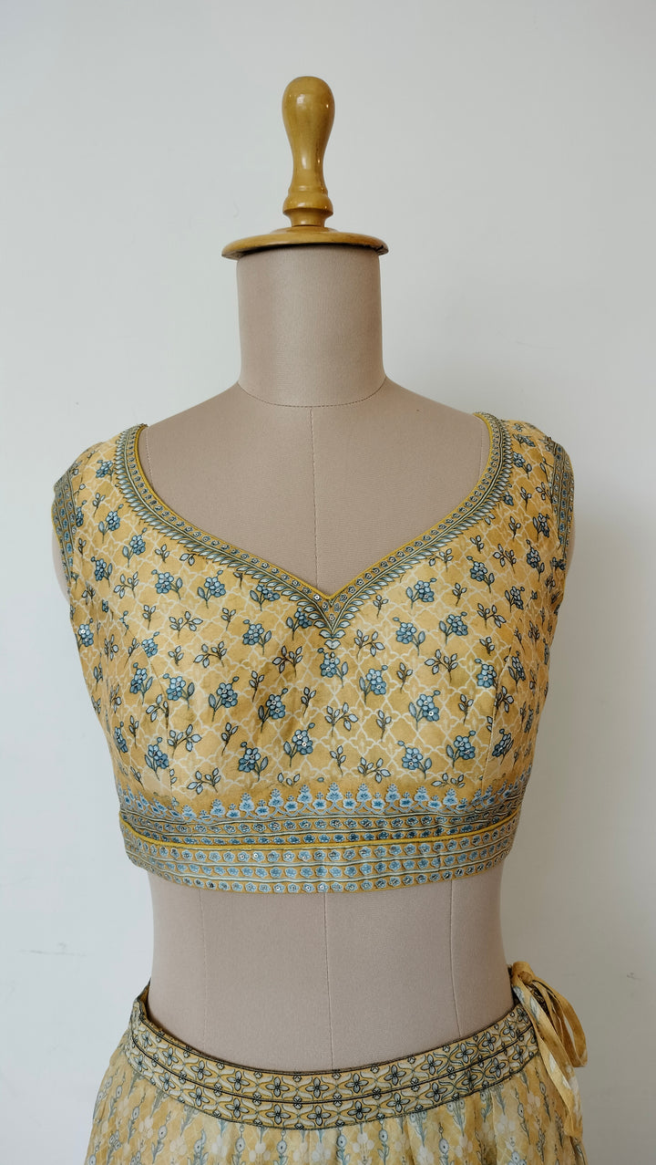 Anita Dongre Yellow Printed Lehenga Set