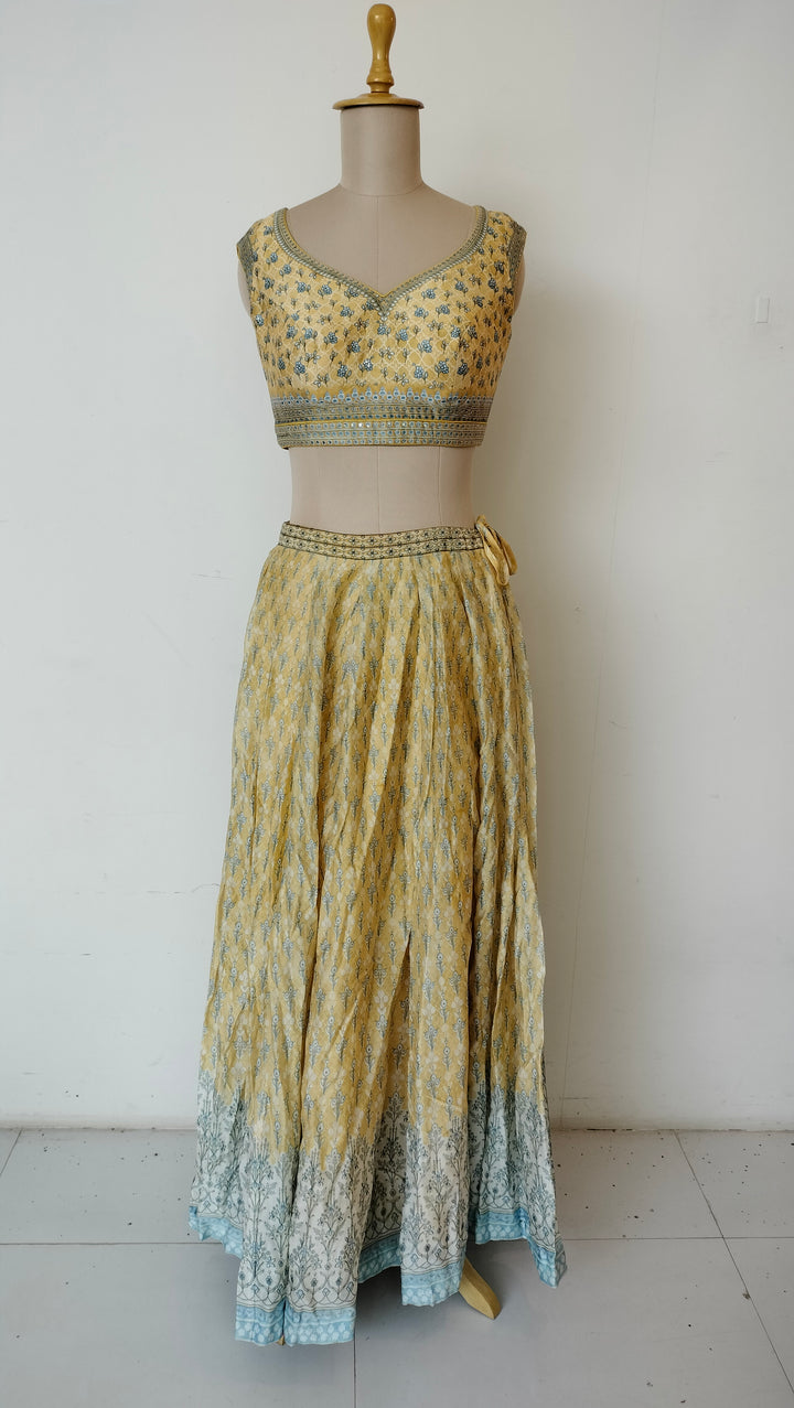 Anita Dongre Yellow Printed Lehenga Set