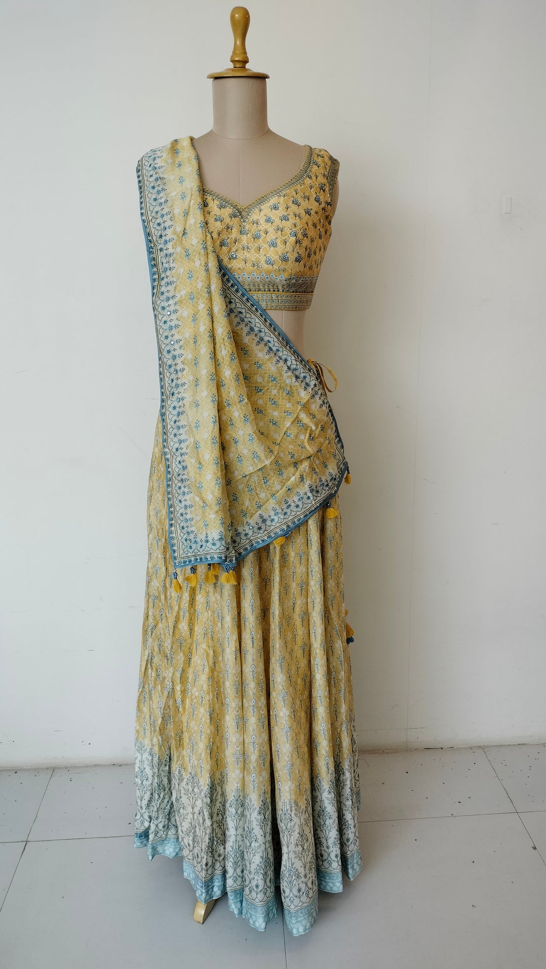 Anita Dongre Yellow Printed Lehenga Set