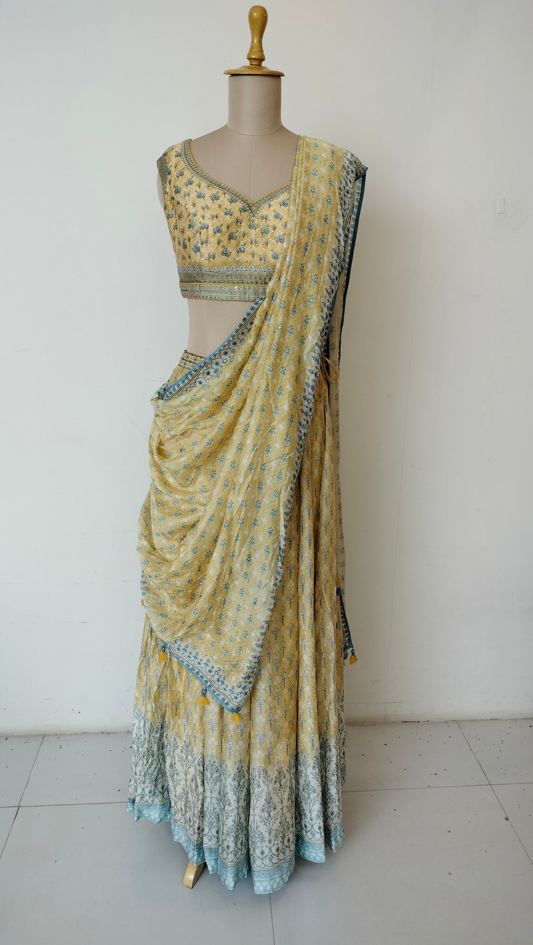 Anita Dongre Yellow Printed Lehenga Set