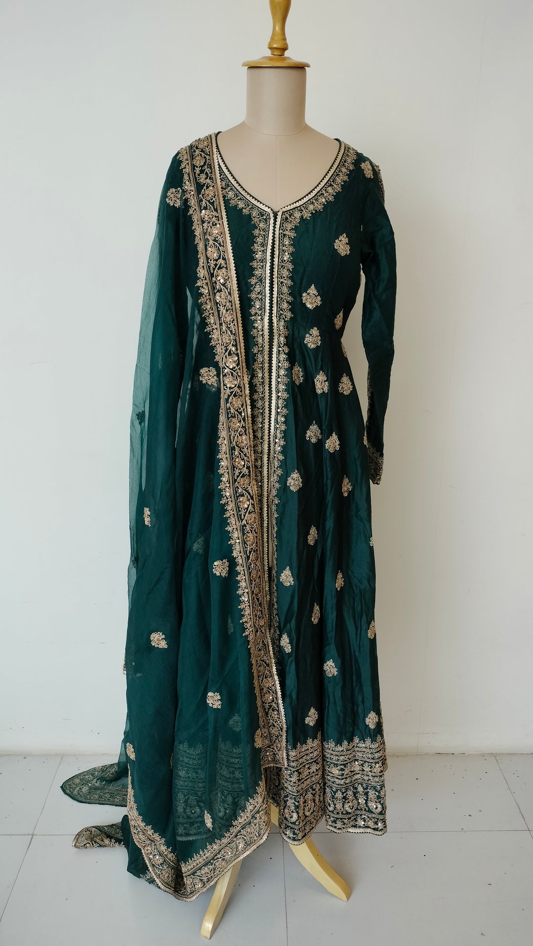 Megha & Jigar Emerald Anarkali Set