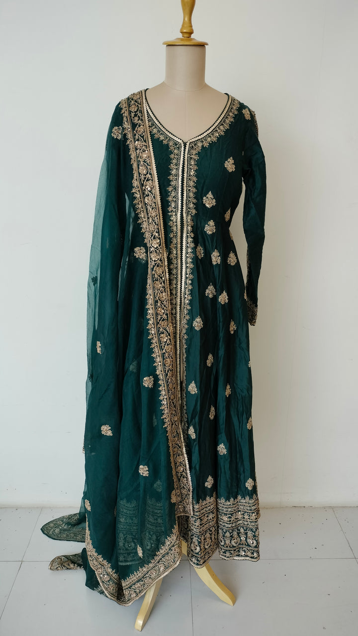 Megha & Jigar Emerald Anarkali Set