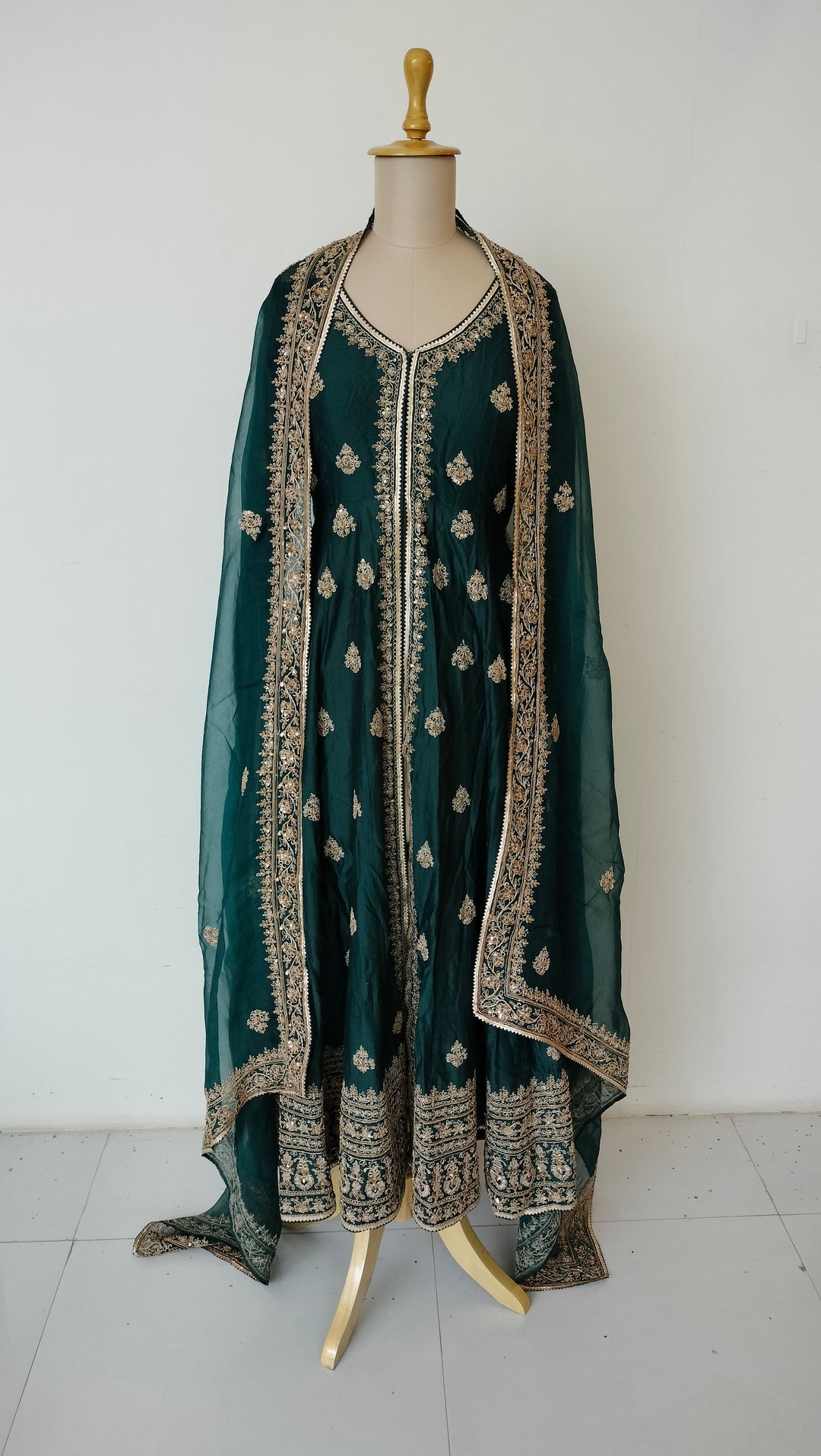 Megha & Jigar Emerald Anarkali Set