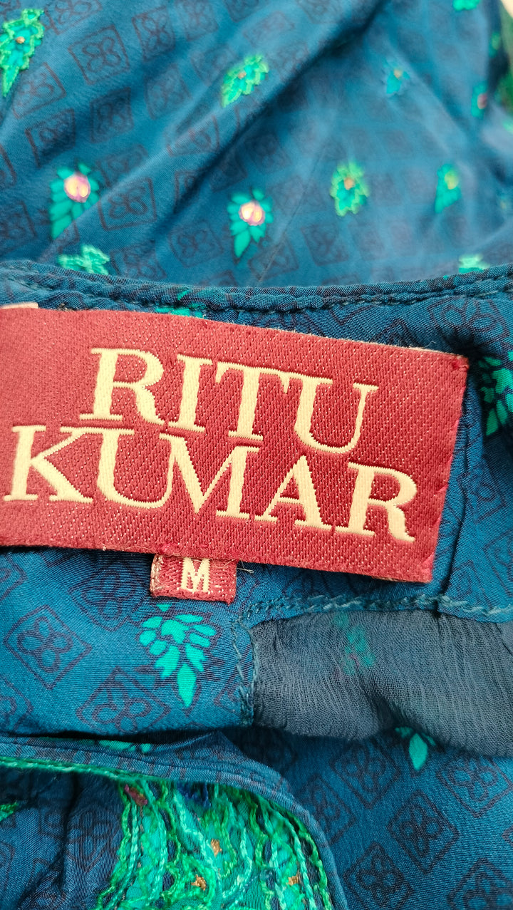 Ritu Kumar Blue Embroidered Kurta Set