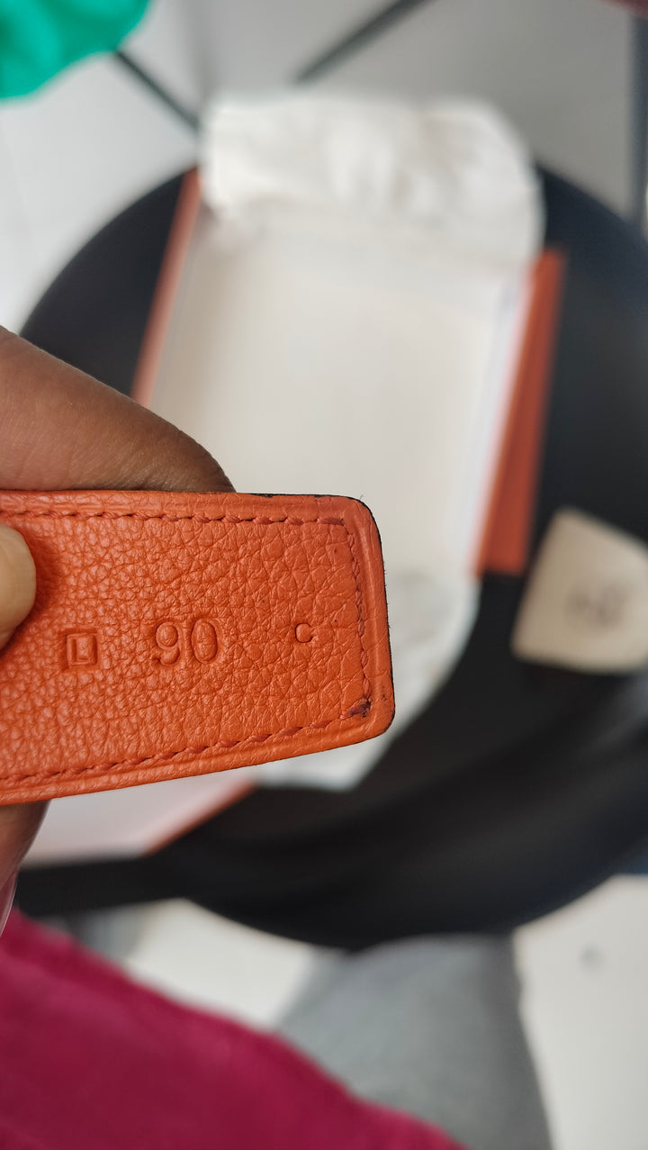 Hermès Reversible H Buckle Leather Belt Size 90