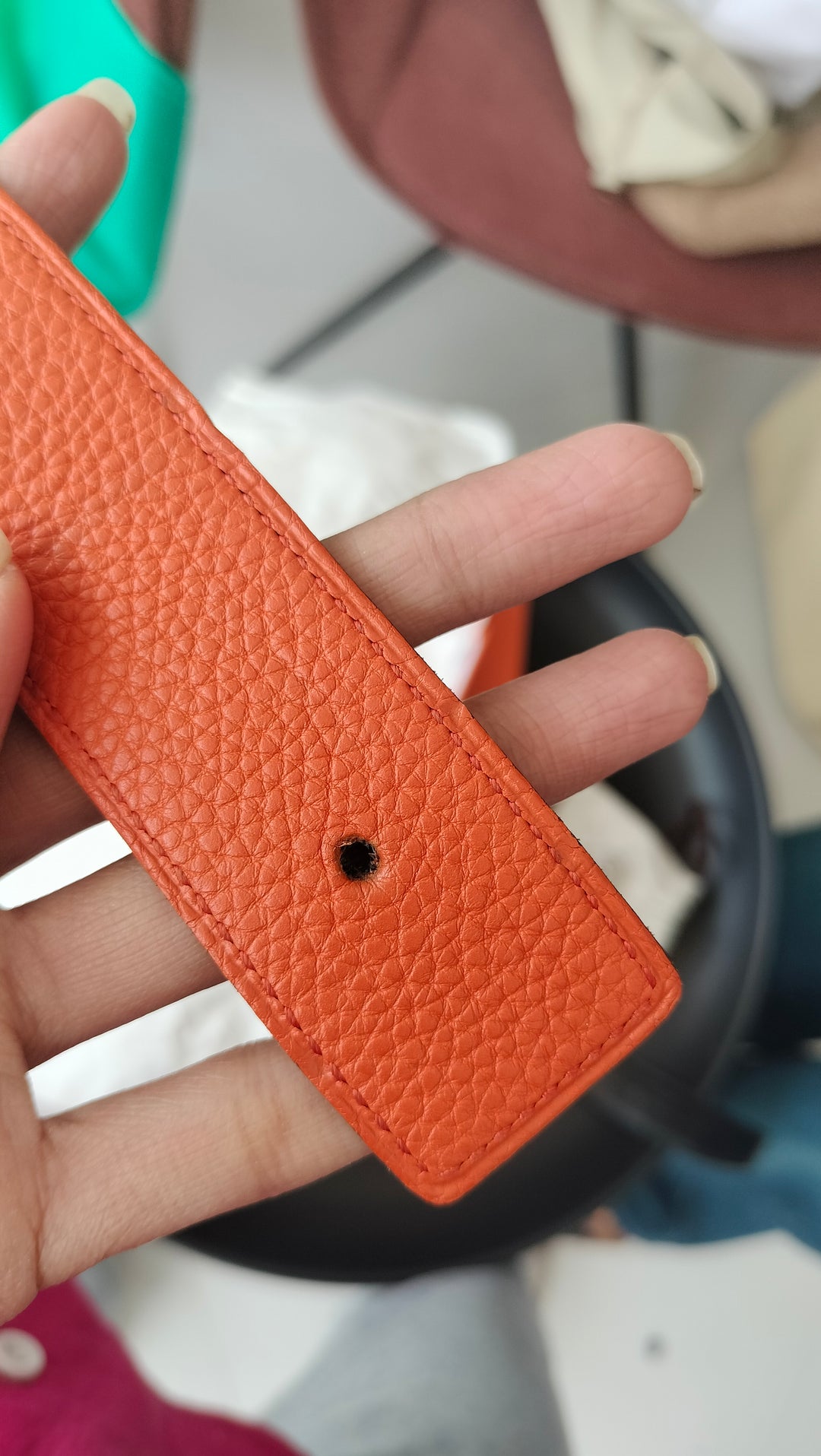 Hermès Reversible H Buckle Leather Belt Size 90