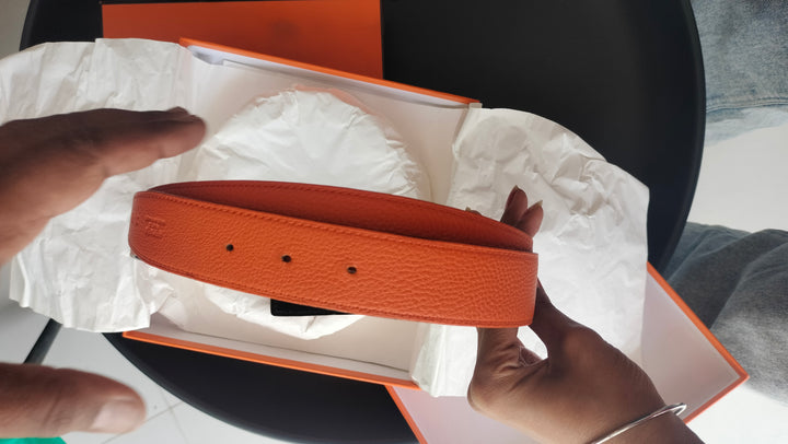 Hermès Reversible H Buckle Leather Belt Size 90