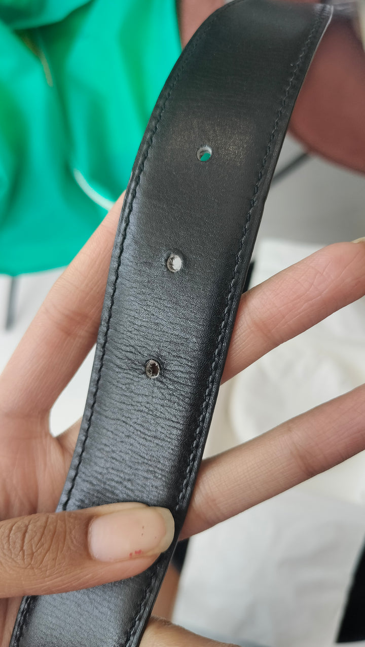 Hermès H Martelee Gold Buckle And Reversible Leather Belt Size 90