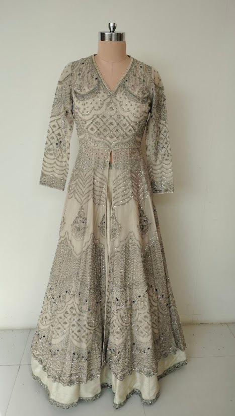 Jayanti Reddy Ivory Embellished Jacket and Skirt Set