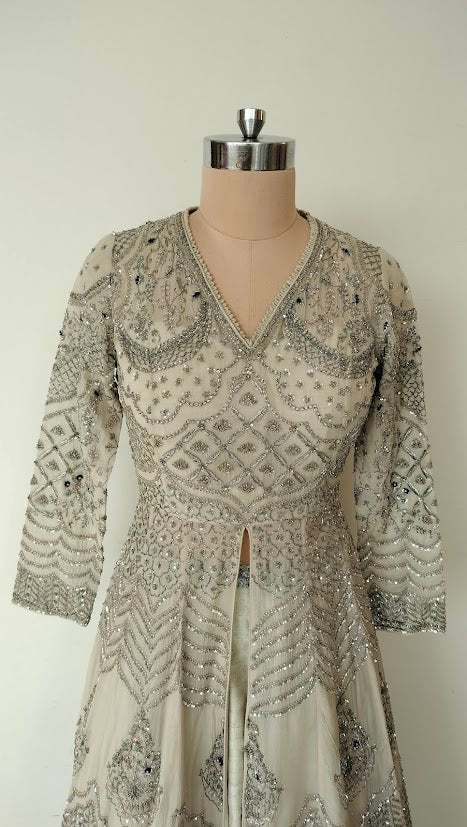 Jayanti Reddy Ivory Embellished Jacket and Skirt Set