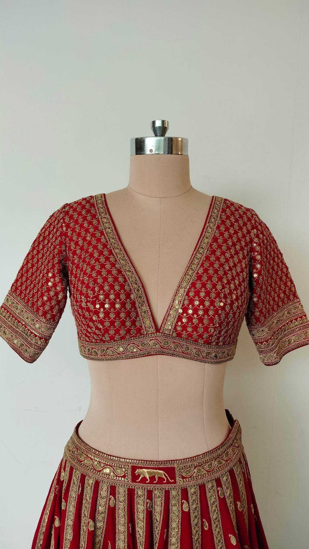 Sabyasachi Red Embellished Bridal Lehenga Set