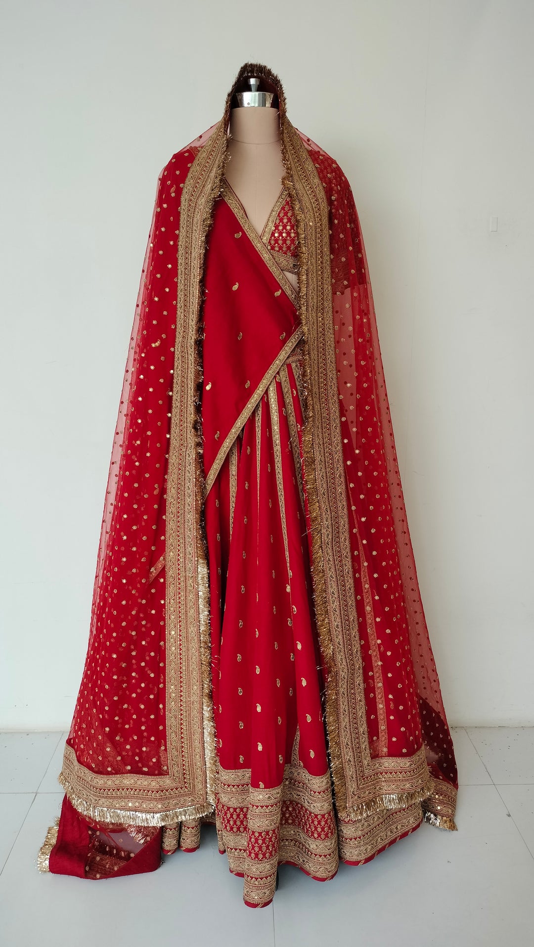 Sabyasachi Red Embellished Bridal Lehenga Set
