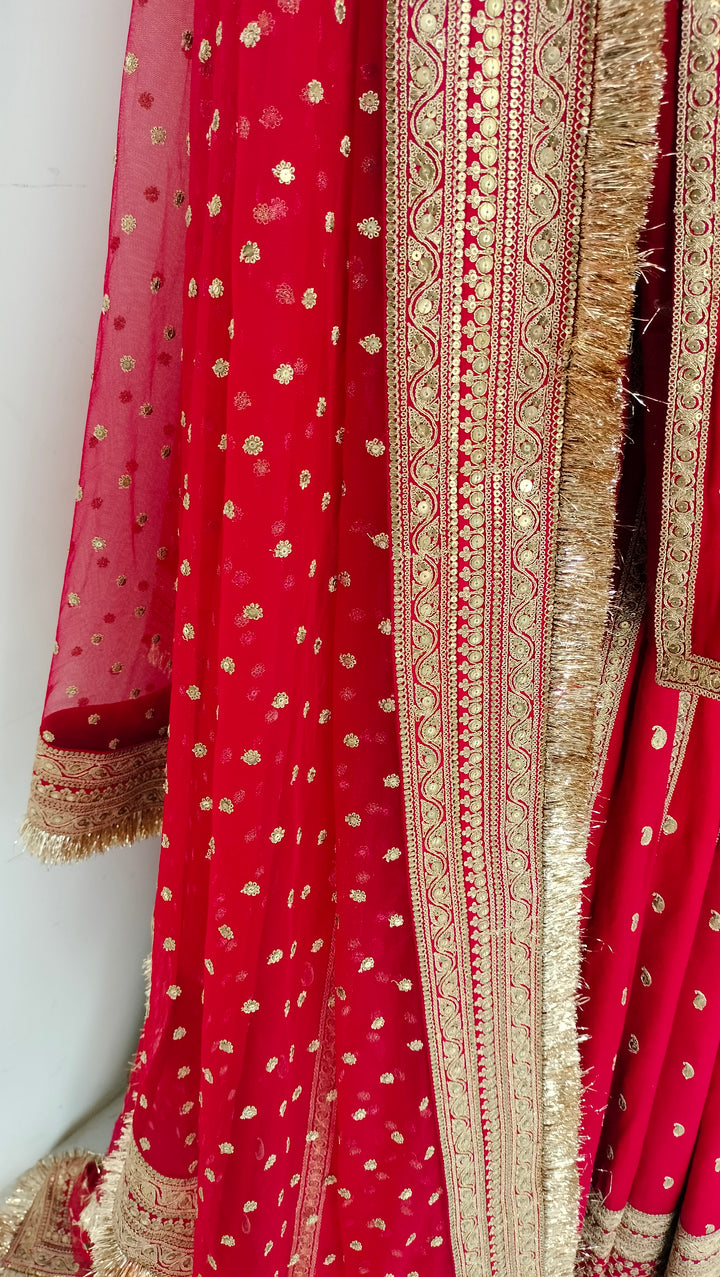 Sabyasachi Red Embellished Bridal Lehenga Set