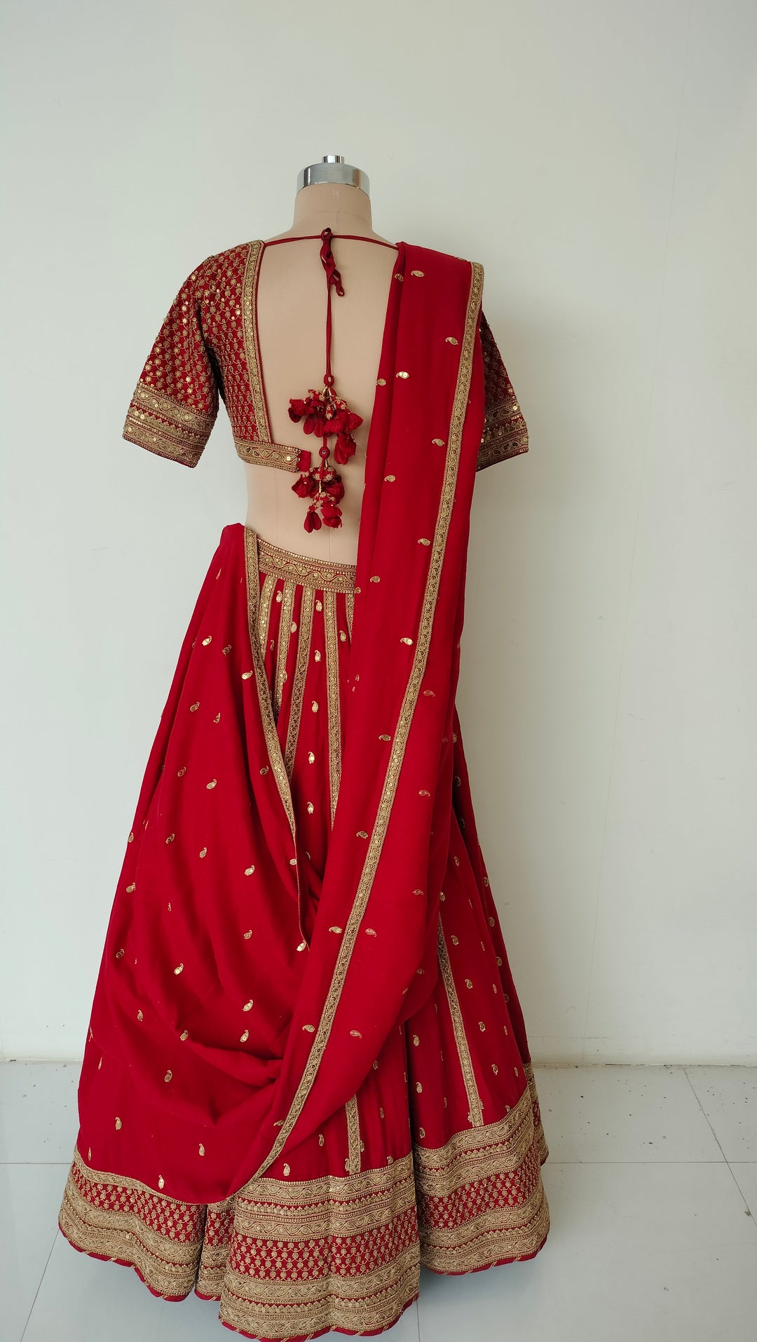 Sabyasachi Red Embellished Bridal Lehenga Set