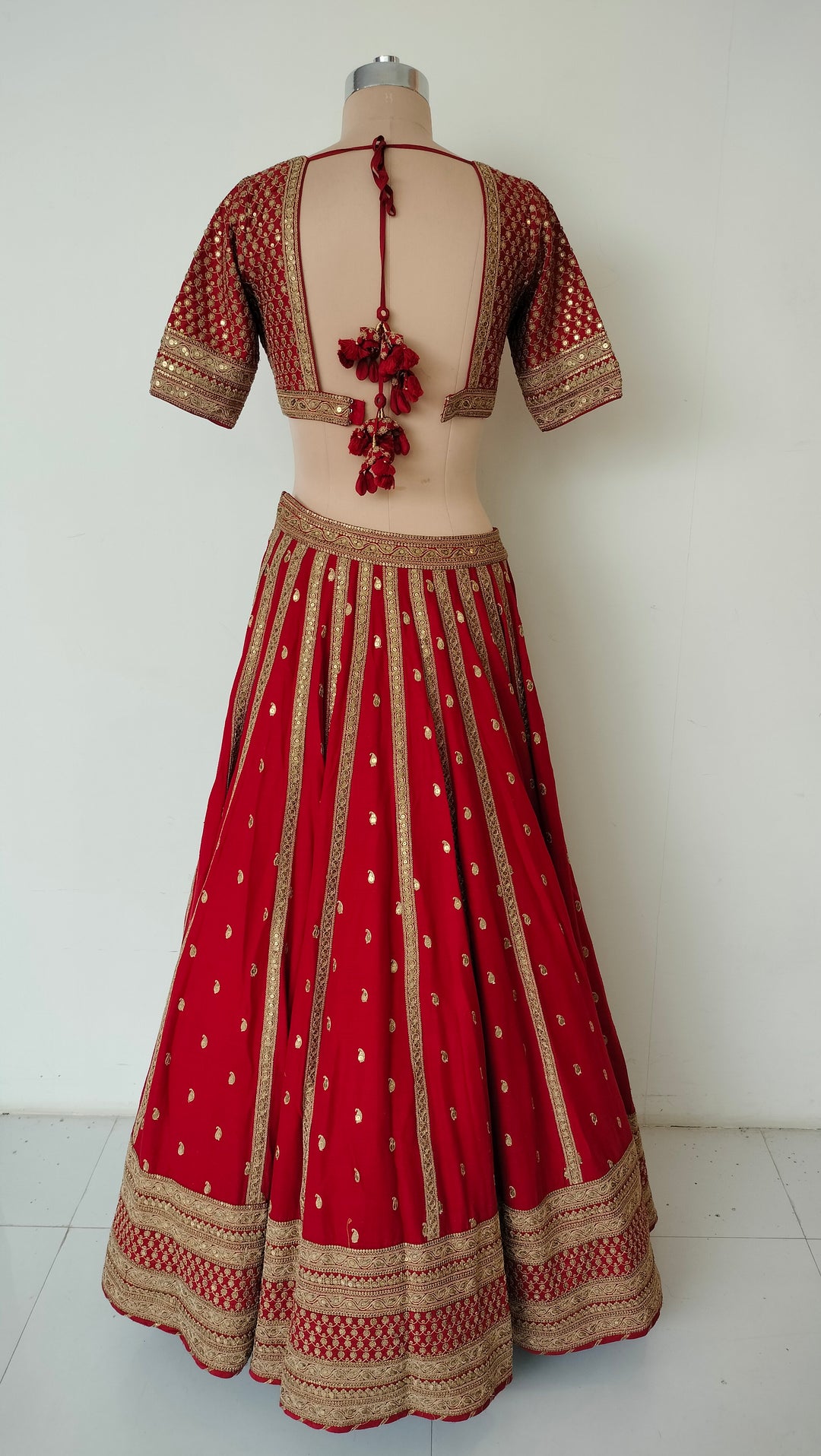 Sabyasachi Red Embellished Bridal Lehenga Set