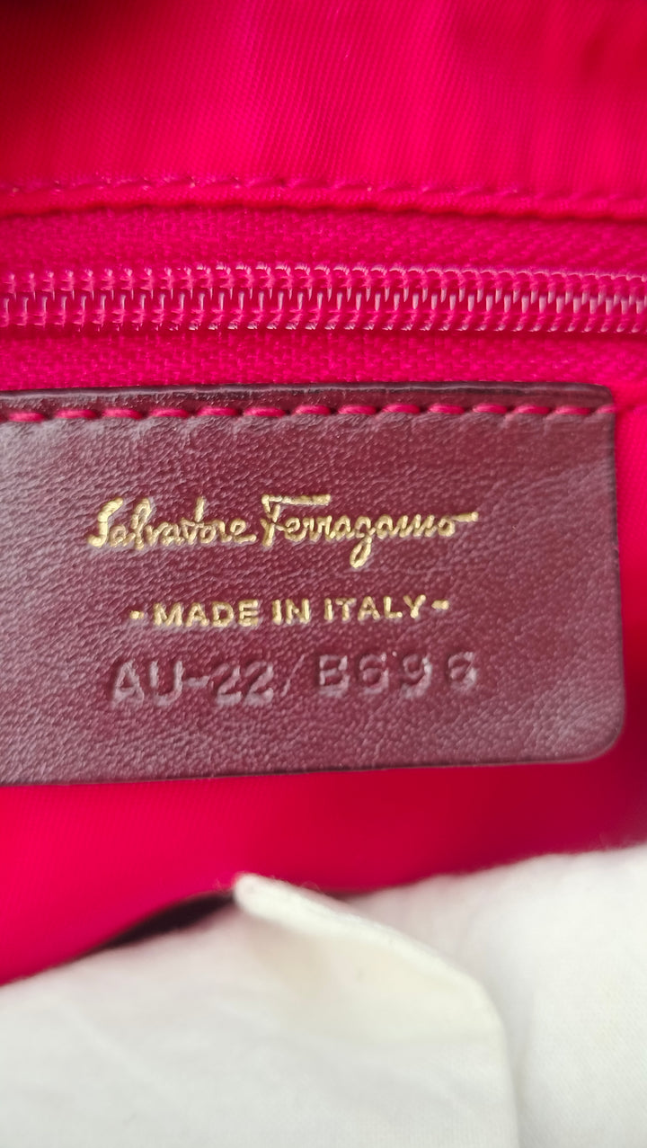 Salvatore Ferragamo Printed Zip Pouch with Vara Bow Detail