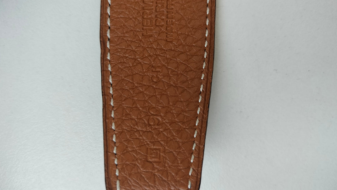 Hermès H Martelee Gold Buckle And Reversible Leather Belt Size 90