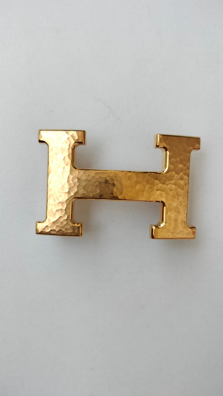 Hermès H Martelee Gold Buckle And Reversible Leather Belt Size 90