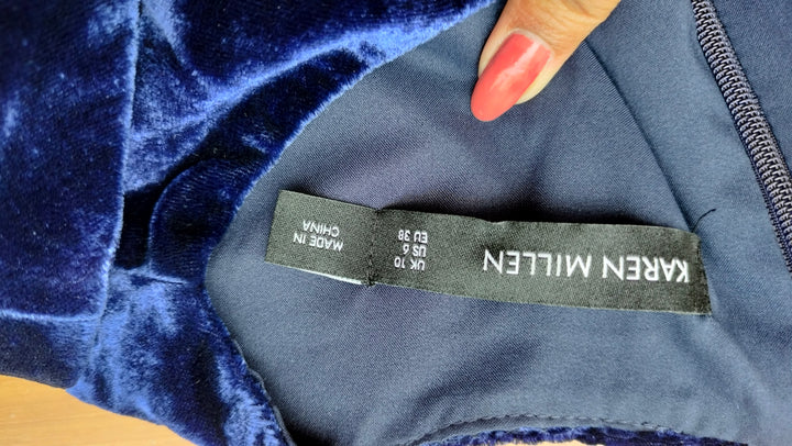 Karen Millen Navy Blue Velvet Midi Dress
