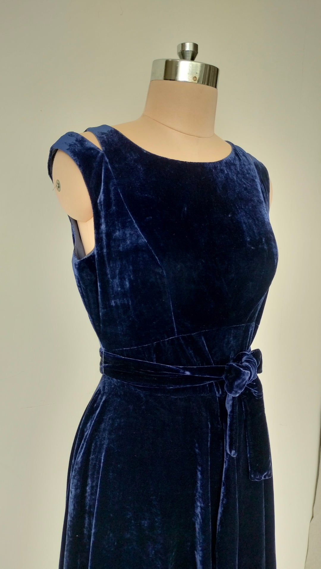 Karen Millen Navy Blue Velvet Midi Dress