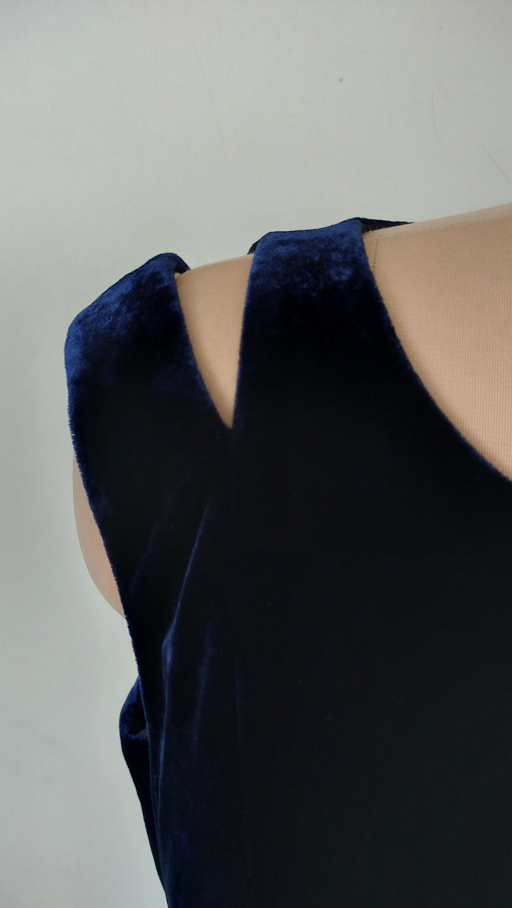 Karen Millen Navy Blue Velvet Midi Dress