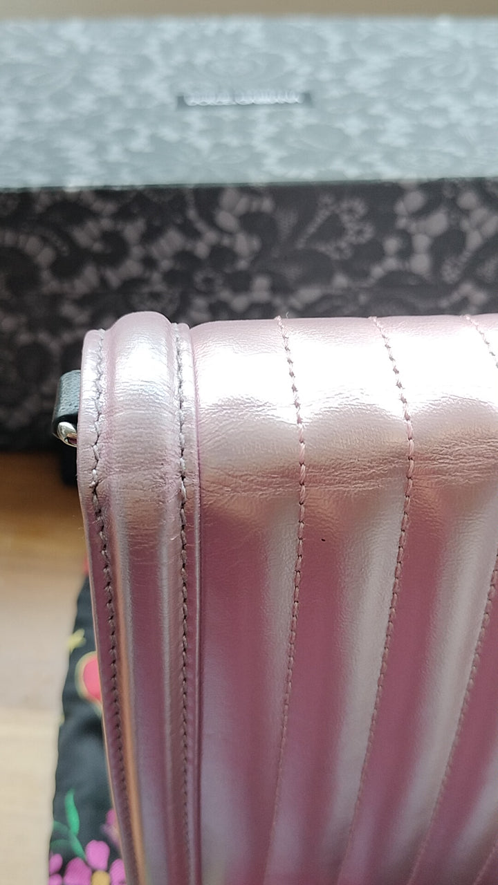 Dolce & Gabbana Metallic Pink Leather DG Girls Shoulder Bag