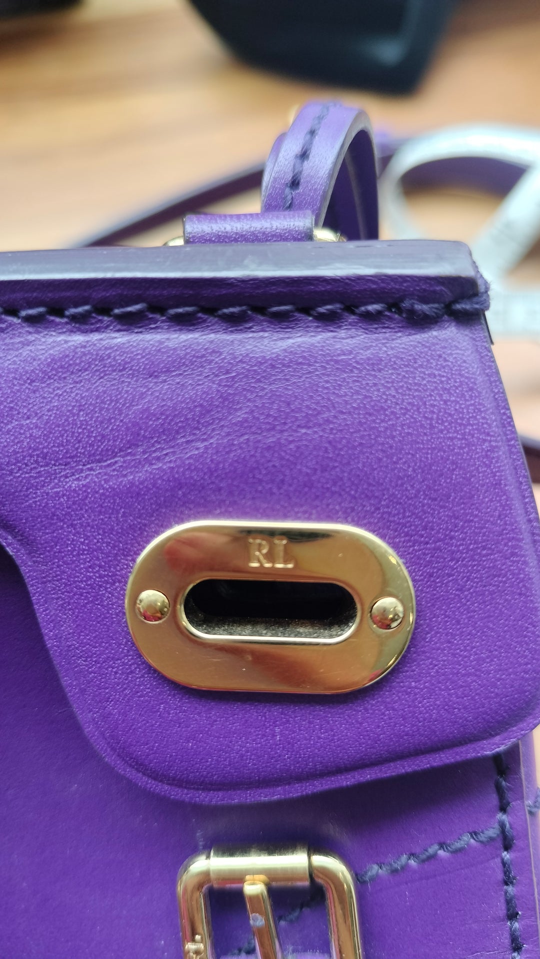 Ralph Lauren Purple Leather Ricky Crossbody Bag