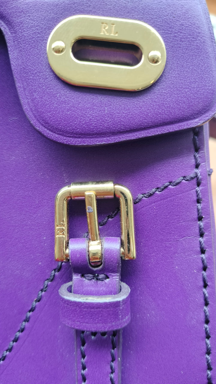 Ralph Lauren Purple Leather Ricky Crossbody Bag