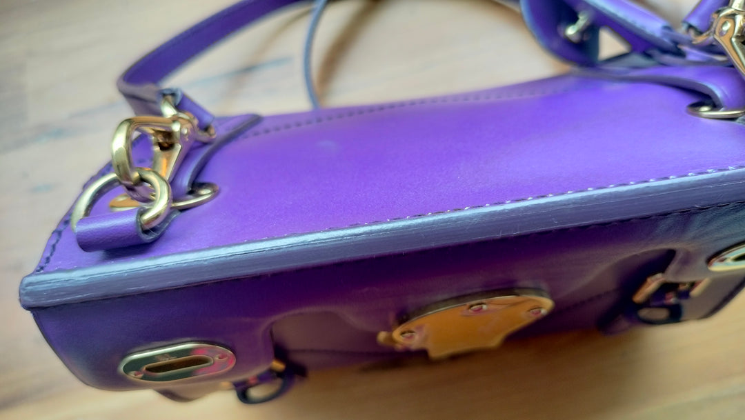 Ralph Lauren Purple Leather Ricky Crossbody Bag