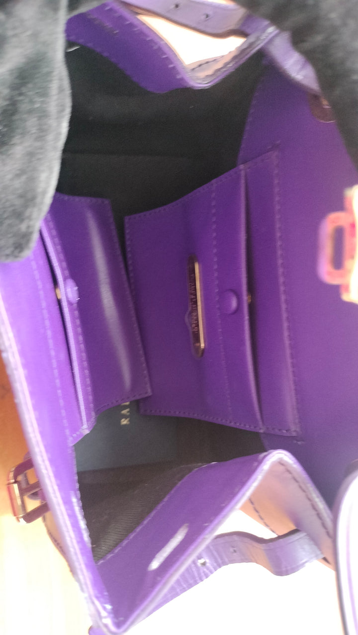 Ralph Lauren Purple Leather Ricky Crossbody Bag