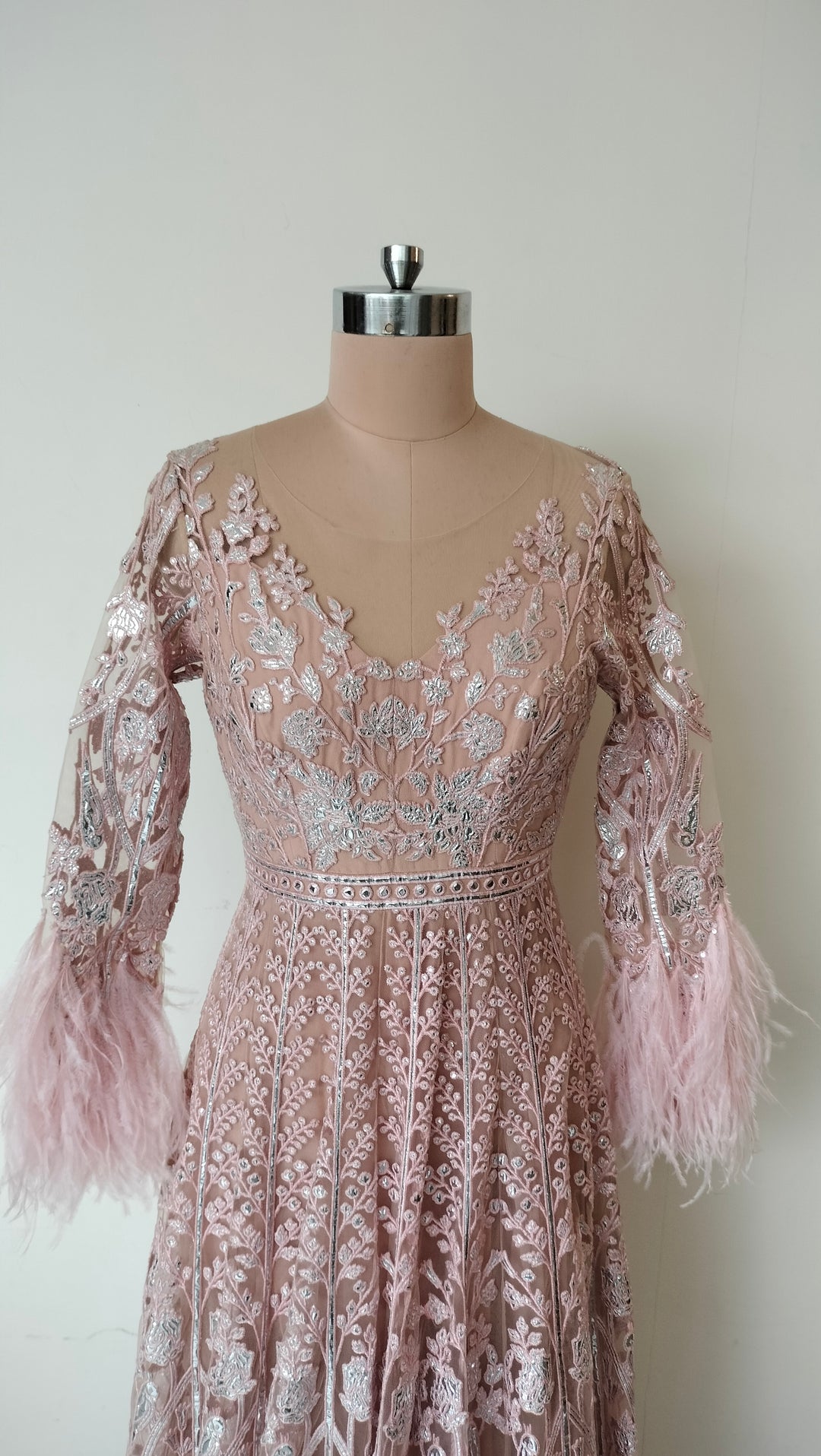 Falguni Shane Peacock Blush Pink Embroidered Gown Set