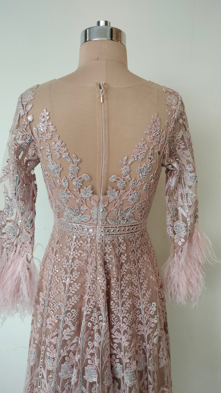 Falguni Shane Peacock Blush Pink Embroidered Gown Set