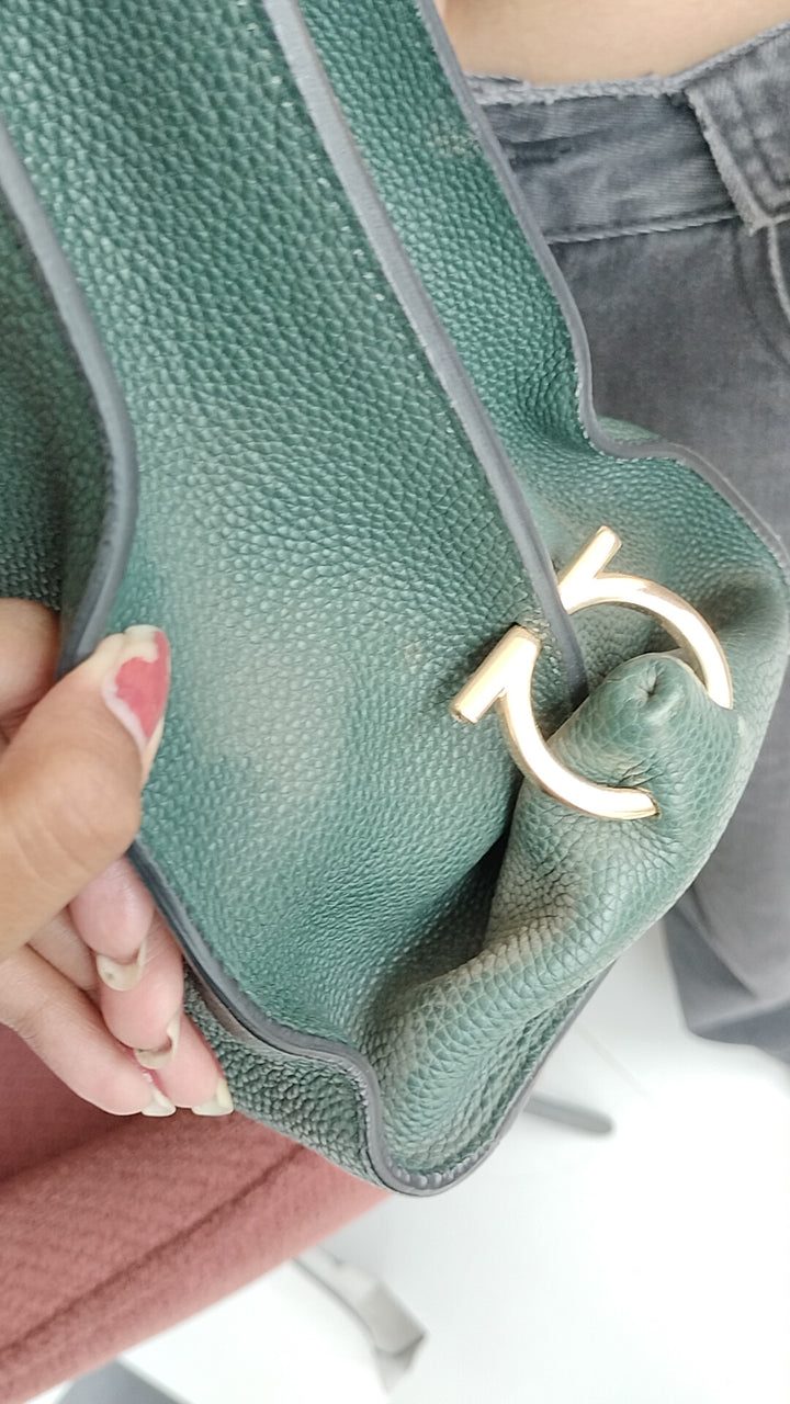 Salvatore Ferragamo Green Leather Satchel