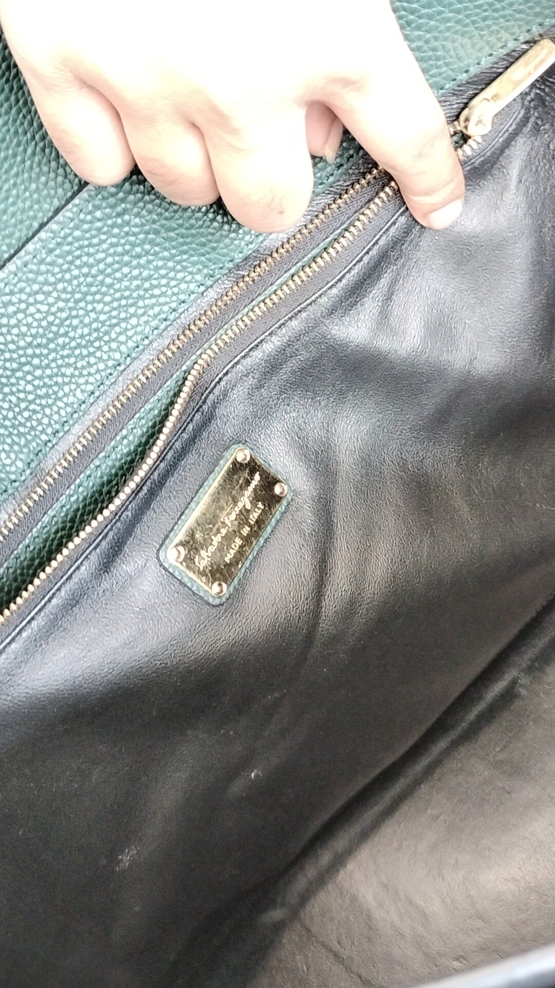 Salvatore Ferragamo Green Leather Satchel
