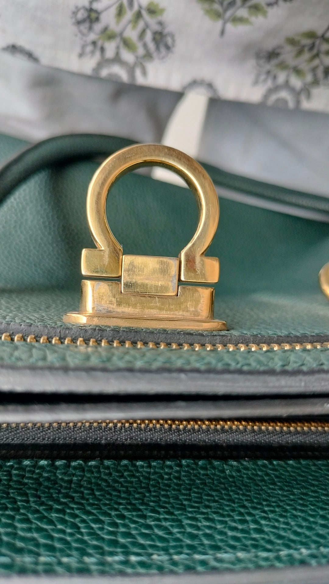 Salvatore Ferragamo Green Leather Satchel
