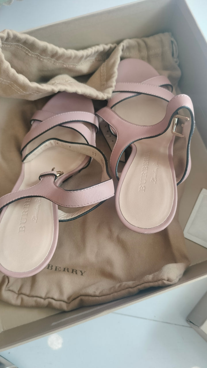 Burberry Canvas and Leather Wedge Sandals Size 37