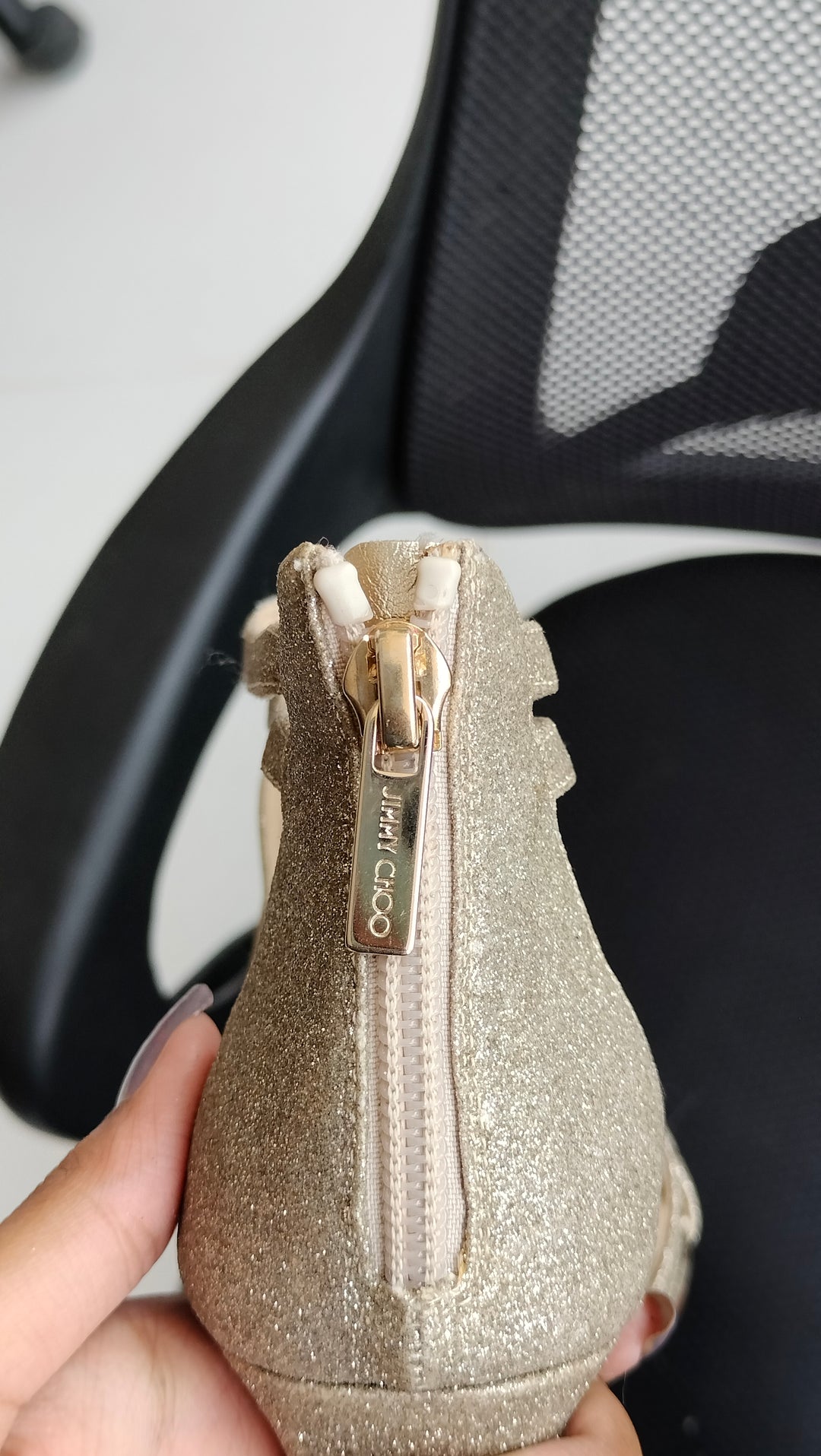 Jimmy Choo Leather Glitter Accents Sandals Size 38