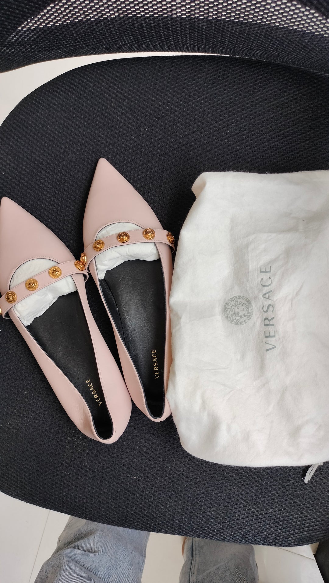 Versace Women's Metal Medusa Studs Ballet Flats Size 37