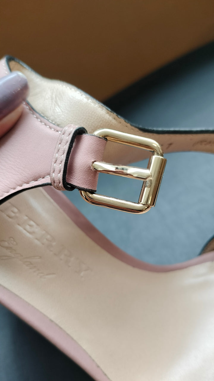 Burberry Canvas and Leather Wedge Sandals Size 37