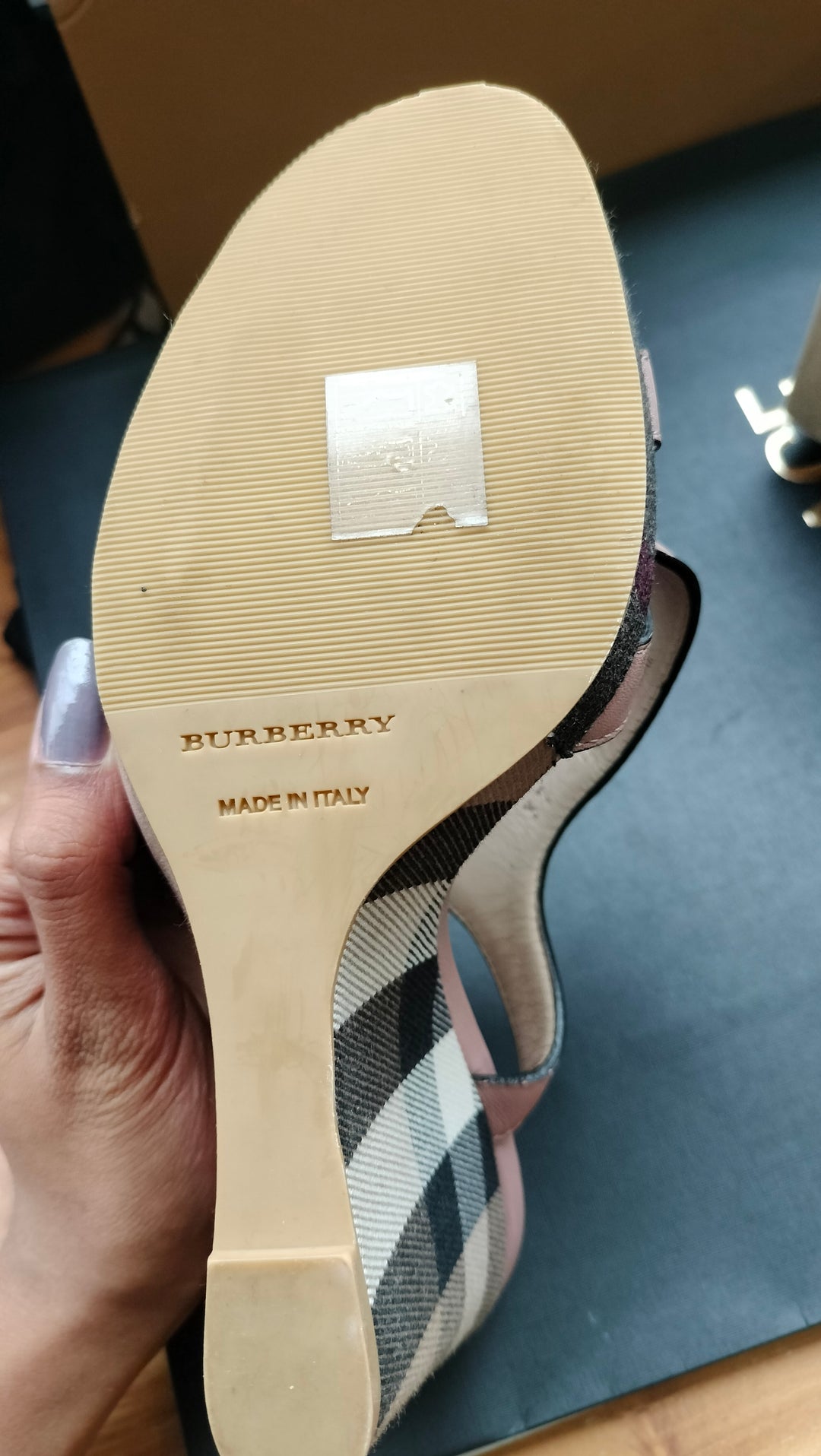 Burberry Canvas and Leather Wedge Sandals Size 37