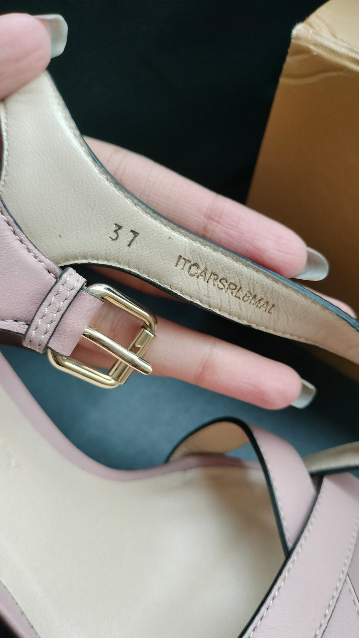 Burberry Canvas and Leather Wedge Sandals Size 37