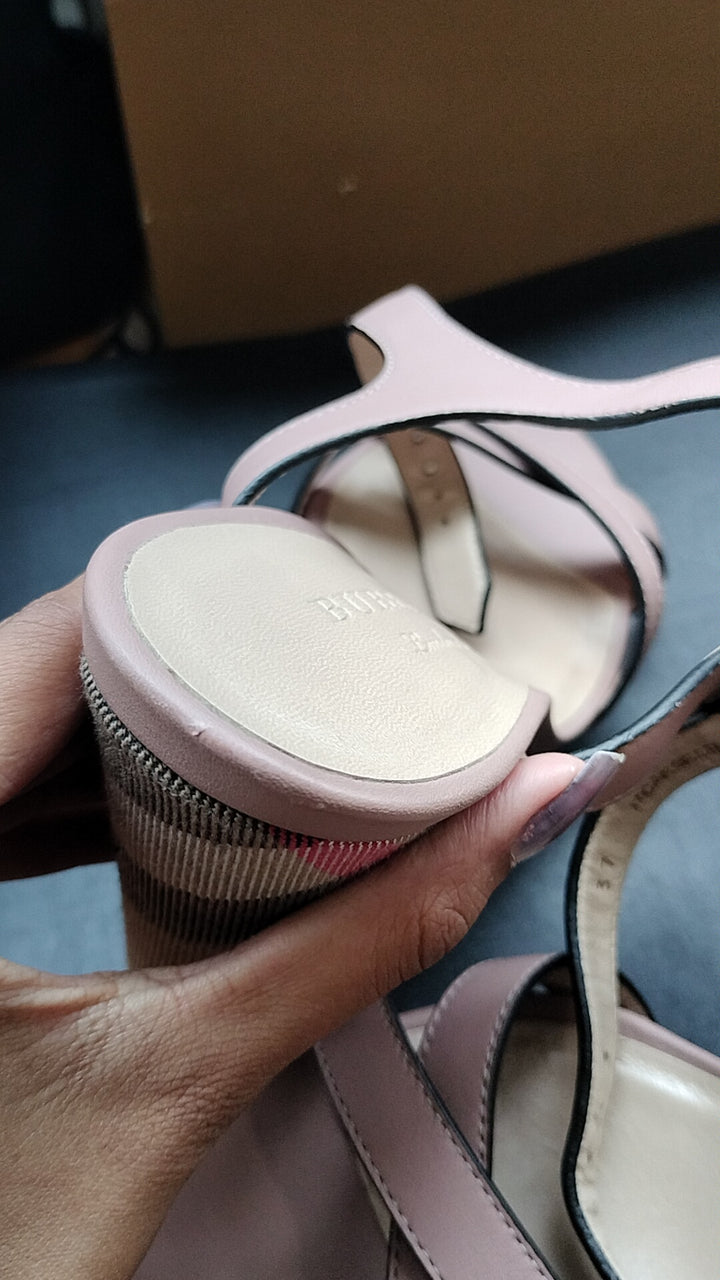 Burberry Canvas and Leather Wedge Sandals Size 37