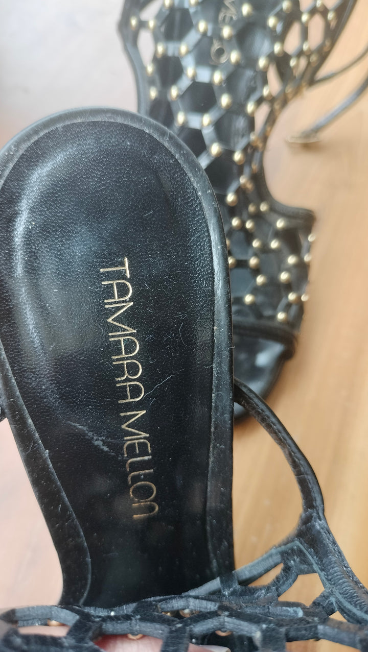 Tamara Mellon Black Submission Studded Sandals Size 37