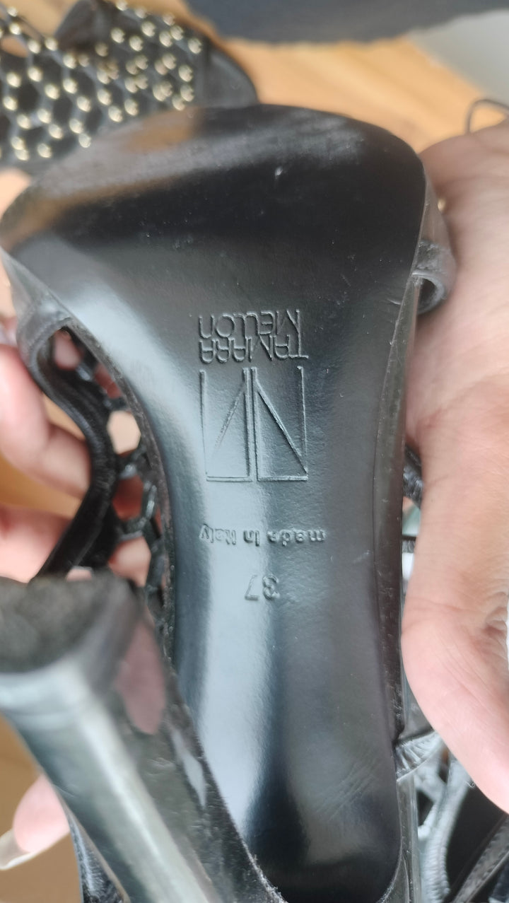 Tamara Mellon Black Submission Studded Sandals Size 37