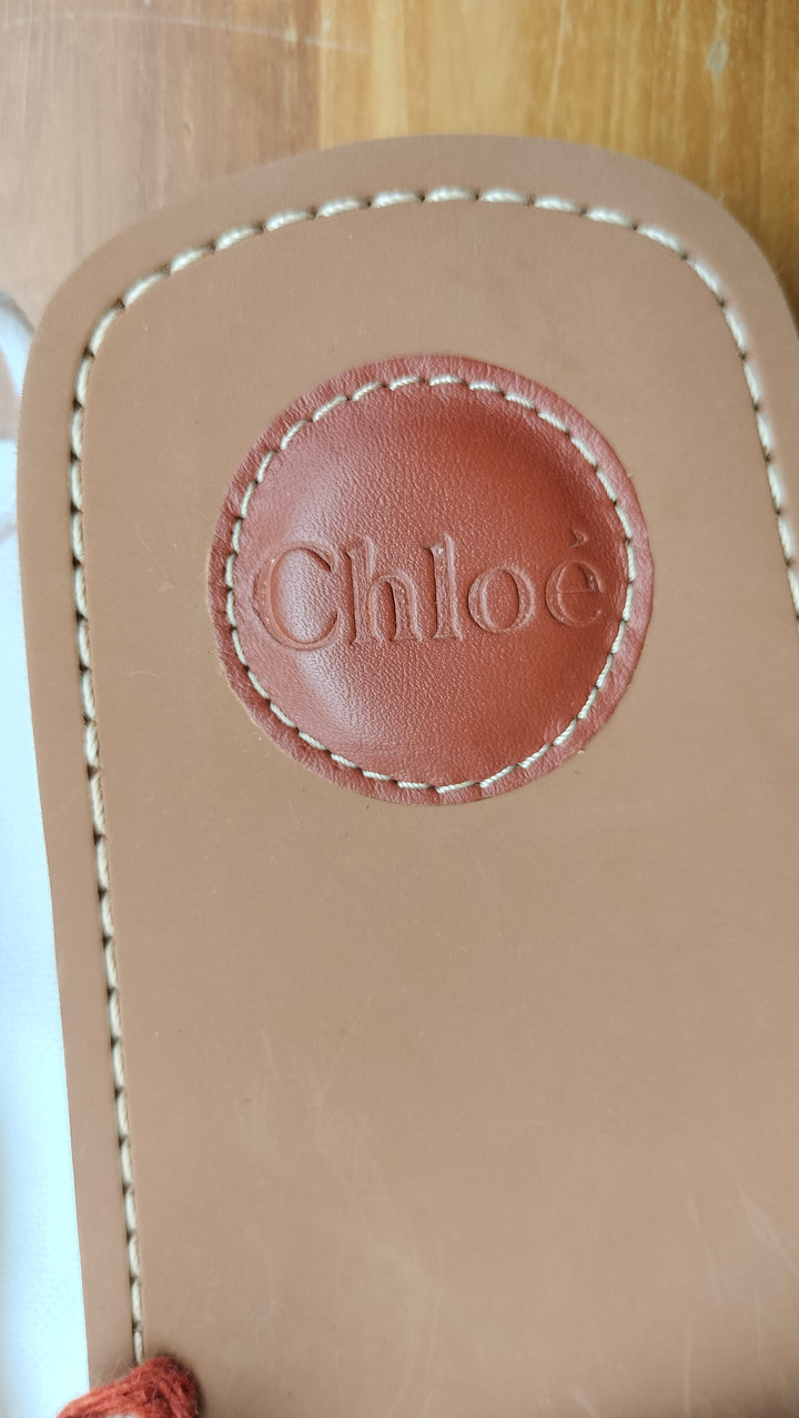 Chloé Woody Canvas Flat Sandals Size 40