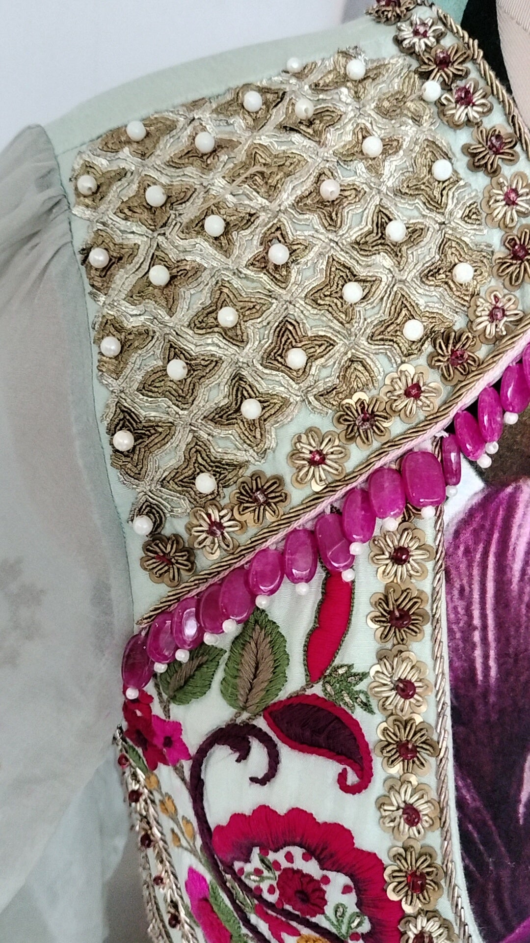 Gazal Gupta Mint Green Embroidered Skirt Set