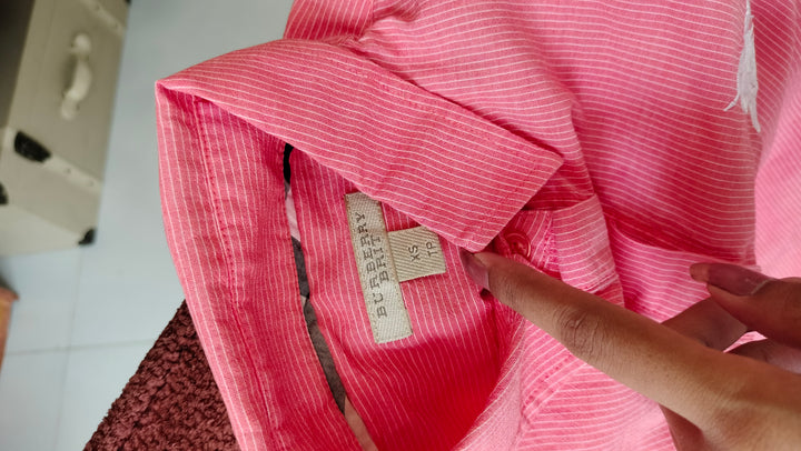 Burberry Pink Striped Cotton Button-Down Shirt