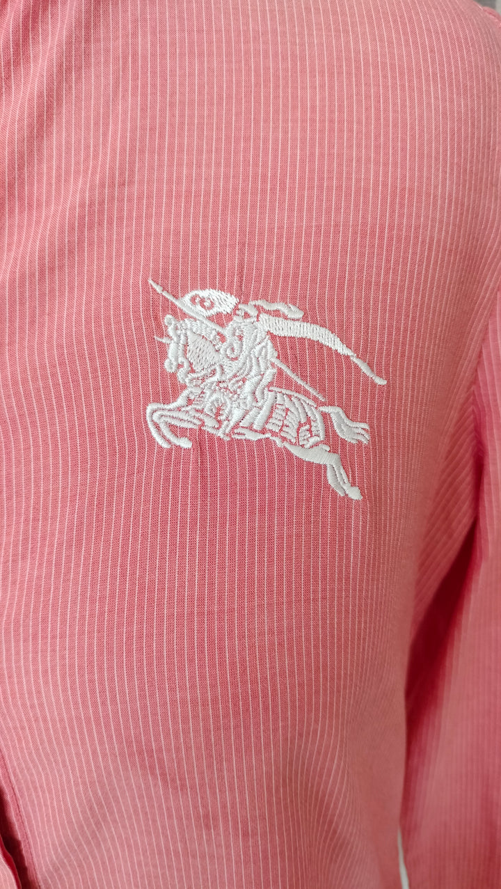 Burberry Pink Striped Cotton Button-Down Shirt