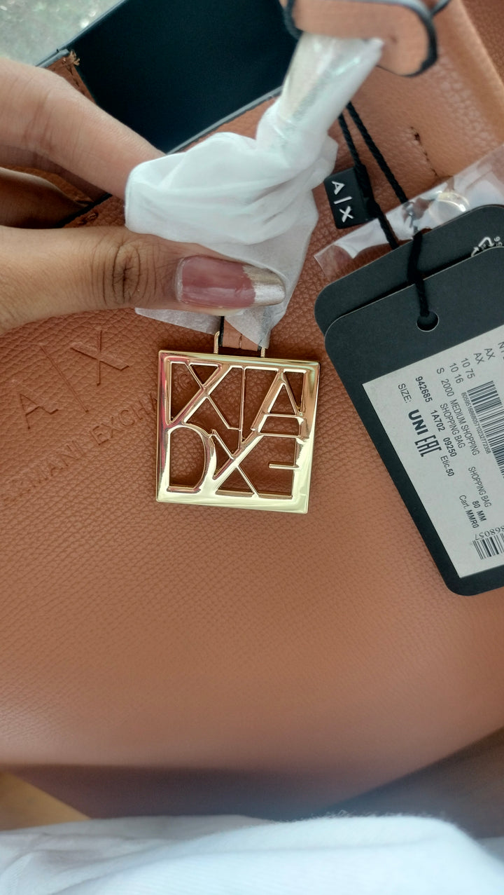 Armani Exchange Logo Embossed Tote Bag